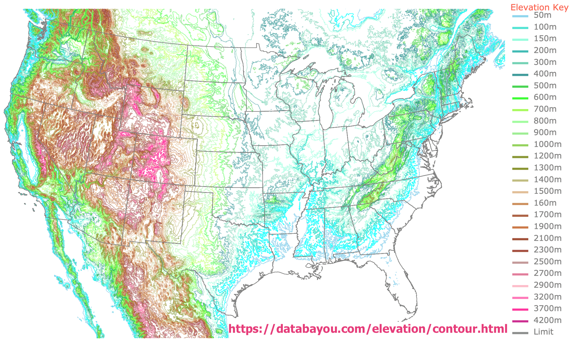 Us Elevation Map 
