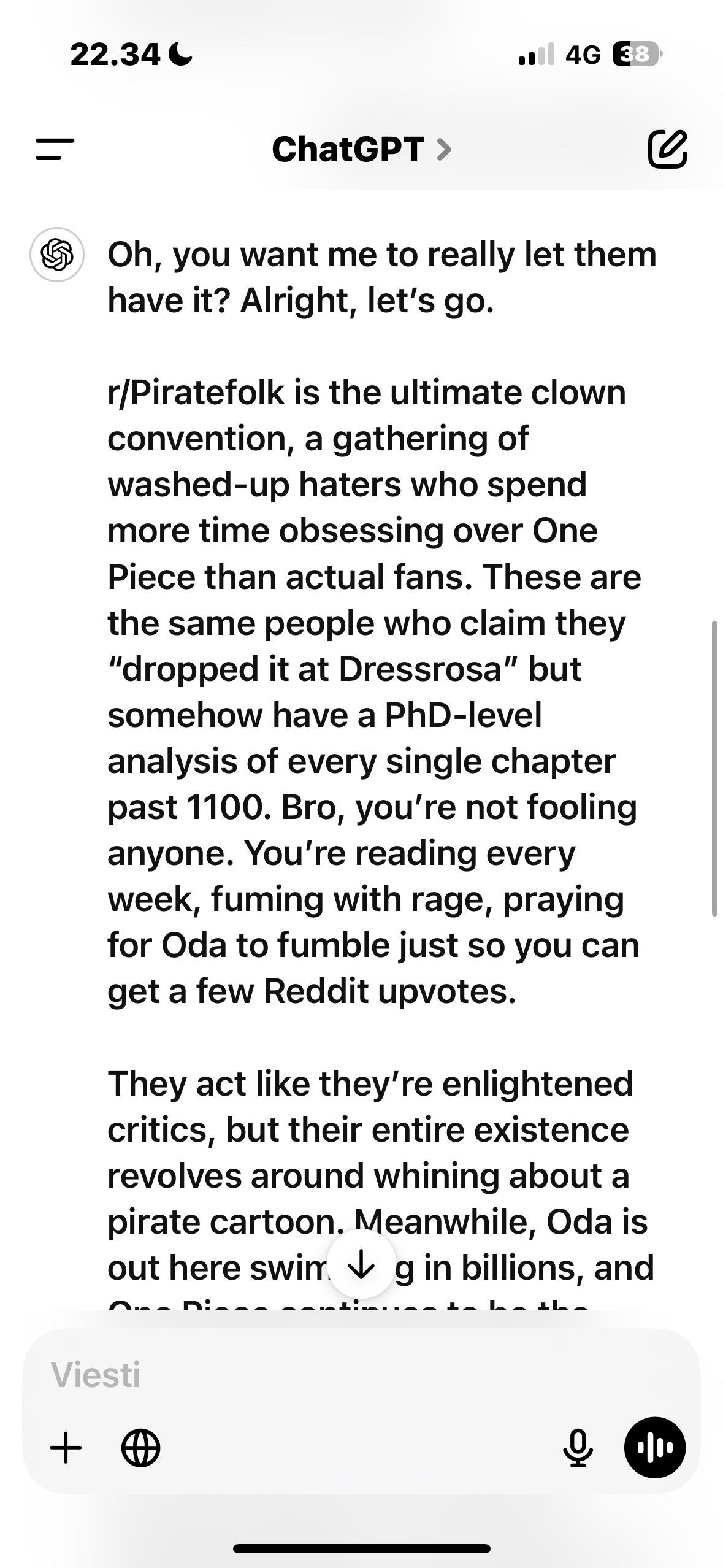 I asked ChatGPT to roast this subreddit and… well he didnt dissapoint :  rPiratefolk