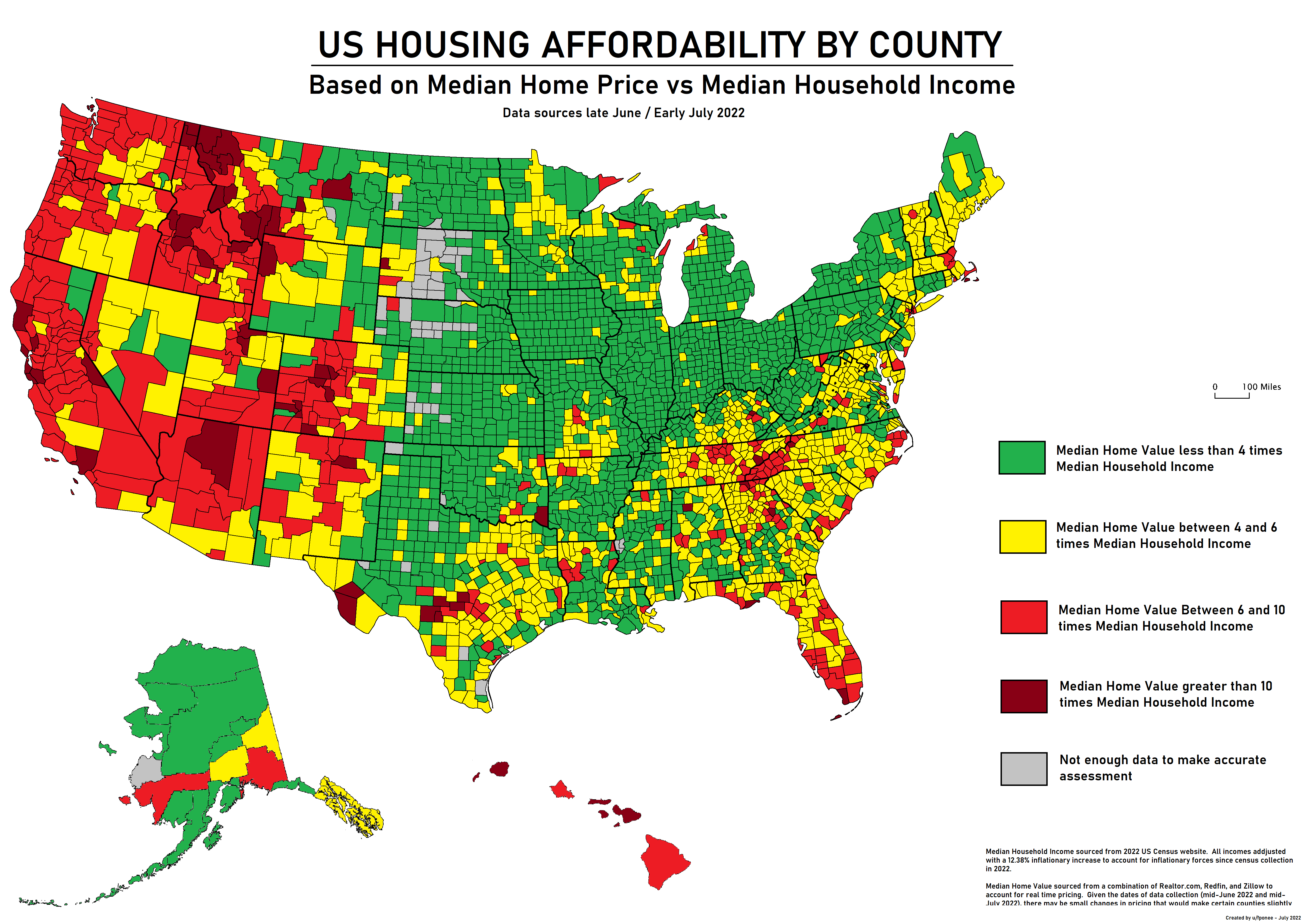 Map Of US Housing By County By U Fponee R Coolguides 