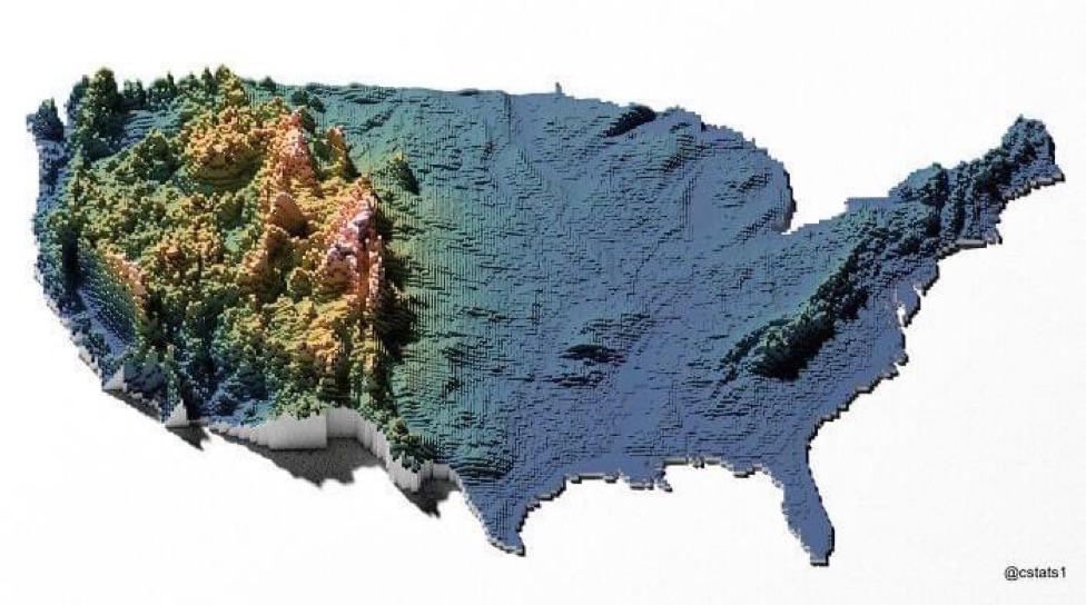 Elevation Map Of The United States R MapPorn 