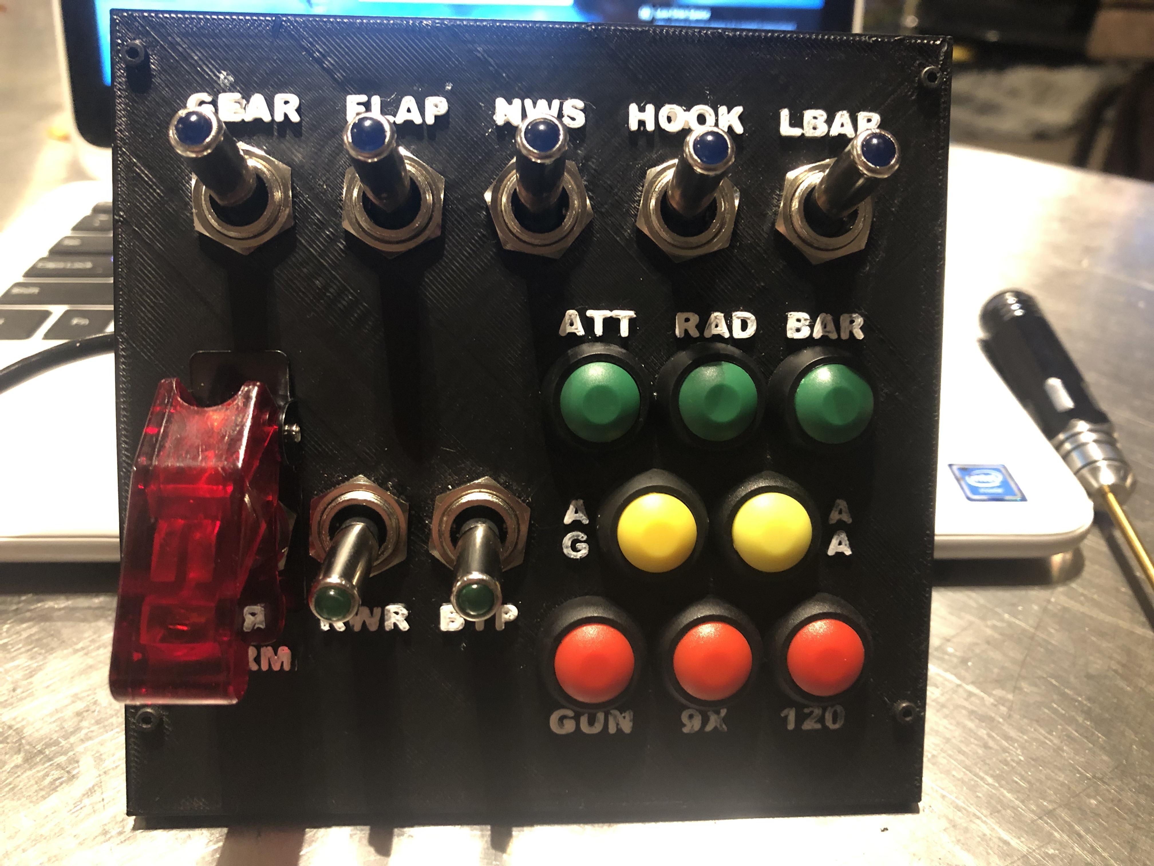 Just Finished My Diy Button Box For Flight Sim Toggle Switches Light Up To Let Me Know What S On No More Flying Around With Landing Gear Down Or Forgetting To Turn On