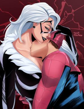 Blackcat and Spiderman by MitsuMangoFA.