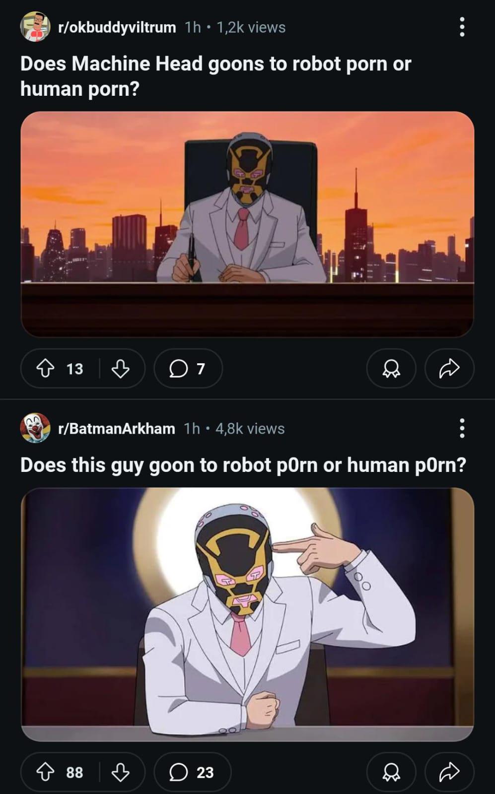 Does this guy goon to robot p0rn or human p0rn? : rBatmanArkham