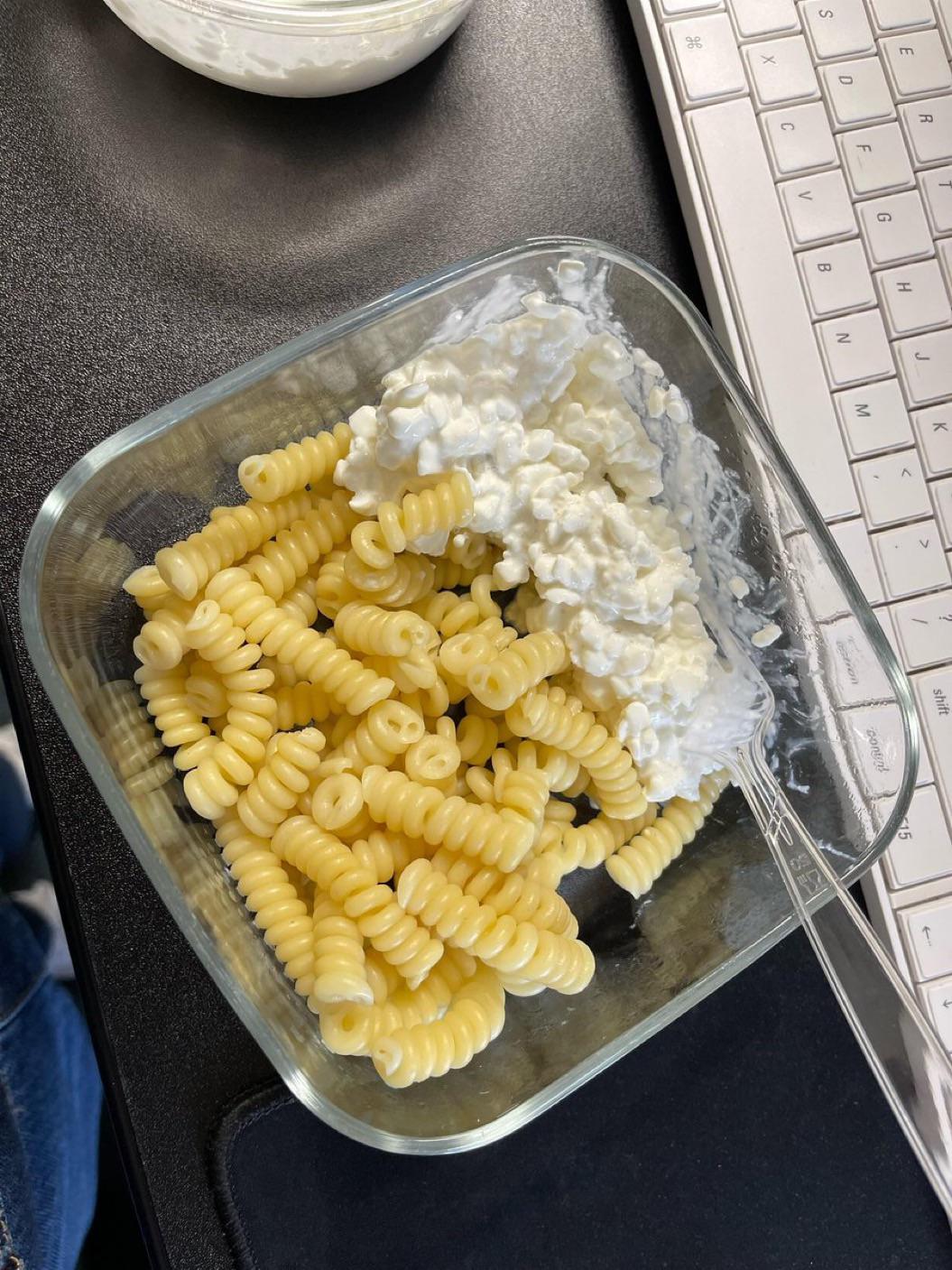Plain pasta with cottage cheese : rshittyfoodporn