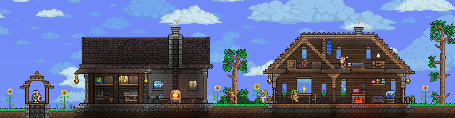 Starter house for my ranged class playthrough : Terraria