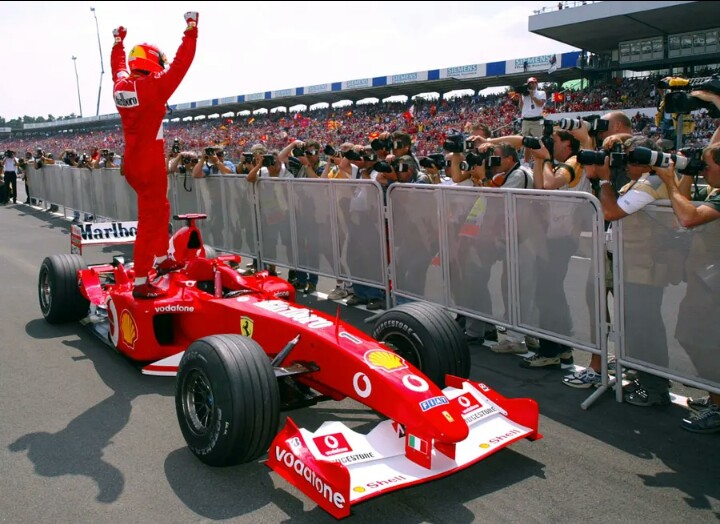 Michael Schumacher Celebrating After Winning In Hockenheim