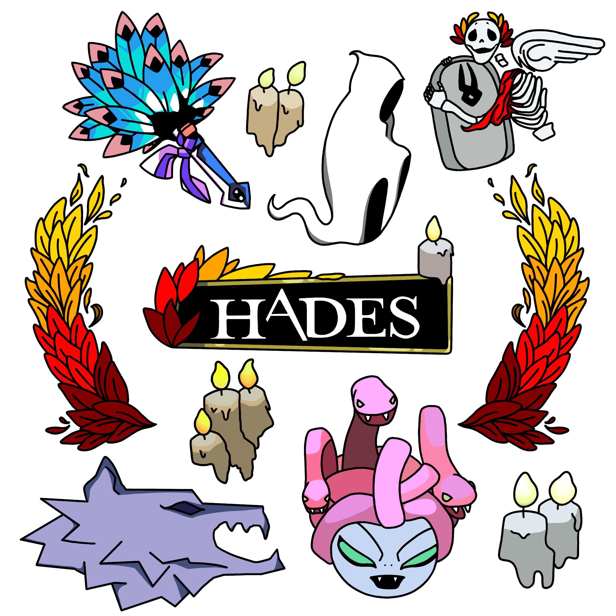 Hades tattoo flash sheet