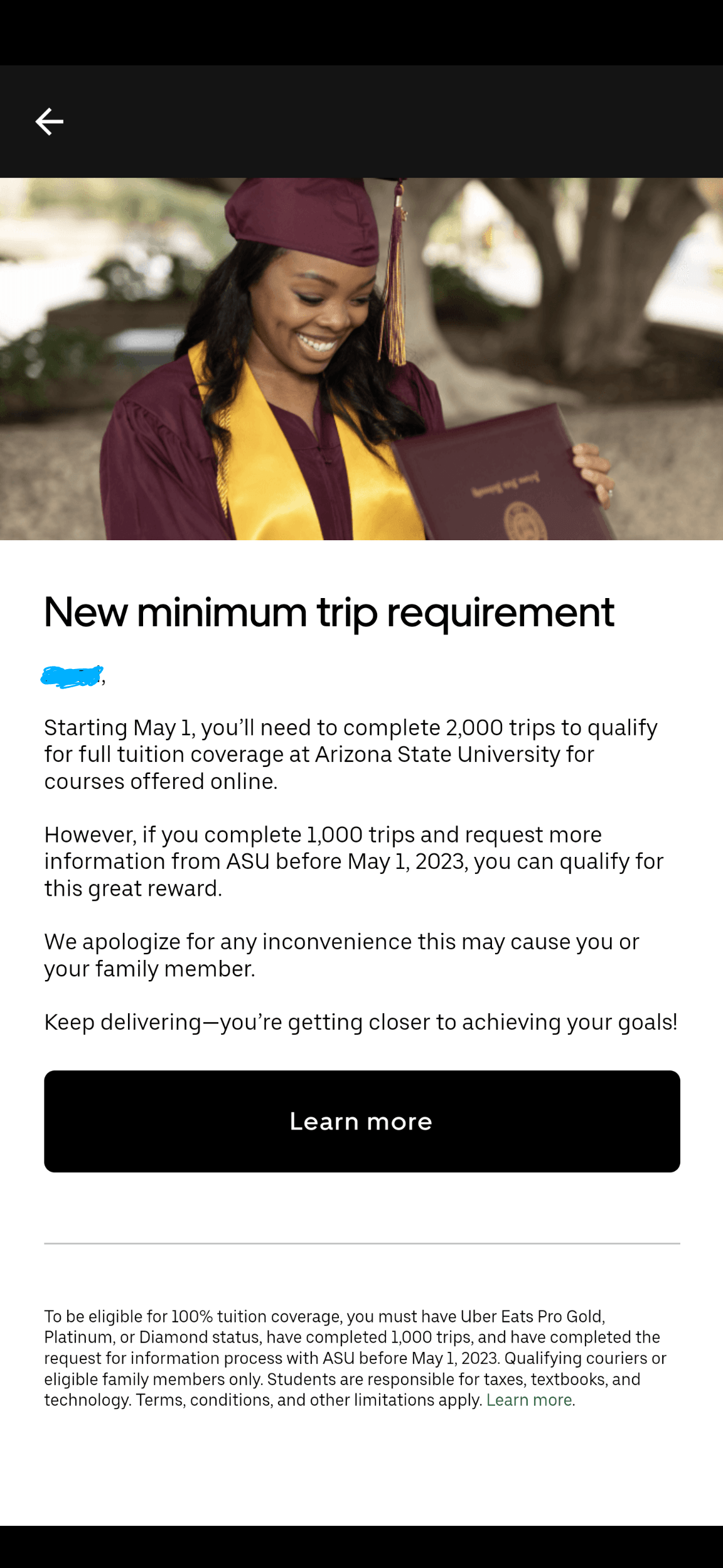 New ASU requirements. : rUberEATS