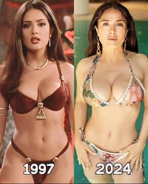 Salma Hayek then and now