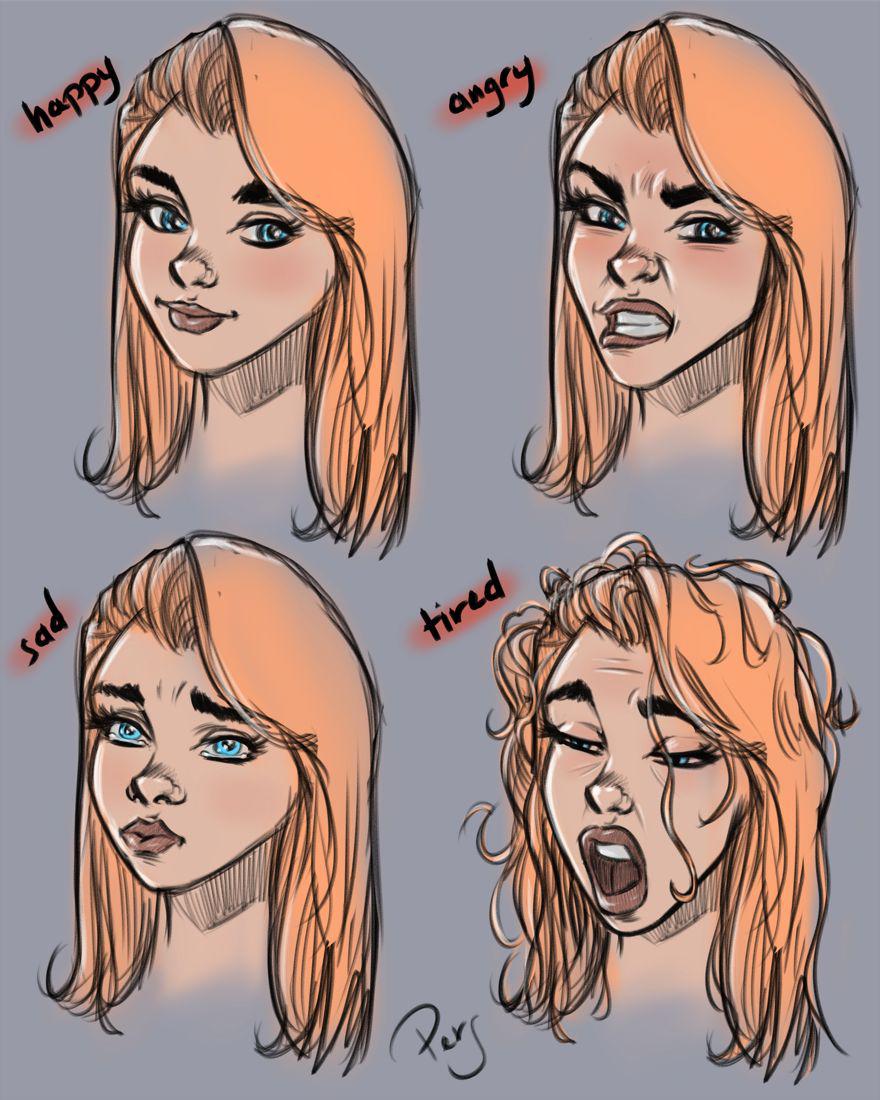 Drawing facial expressions women