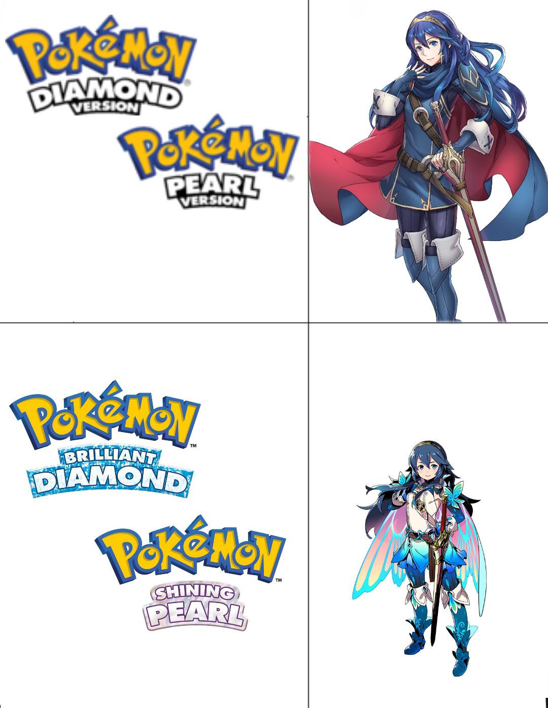 Pokemon brilliant diamond & shining pearl features · hd graphics · trainer customization · clothing items · the grand underground · secret bases. Brilliant Diamond And Shining Pearl Lucina Be Like Fireemblemheroes