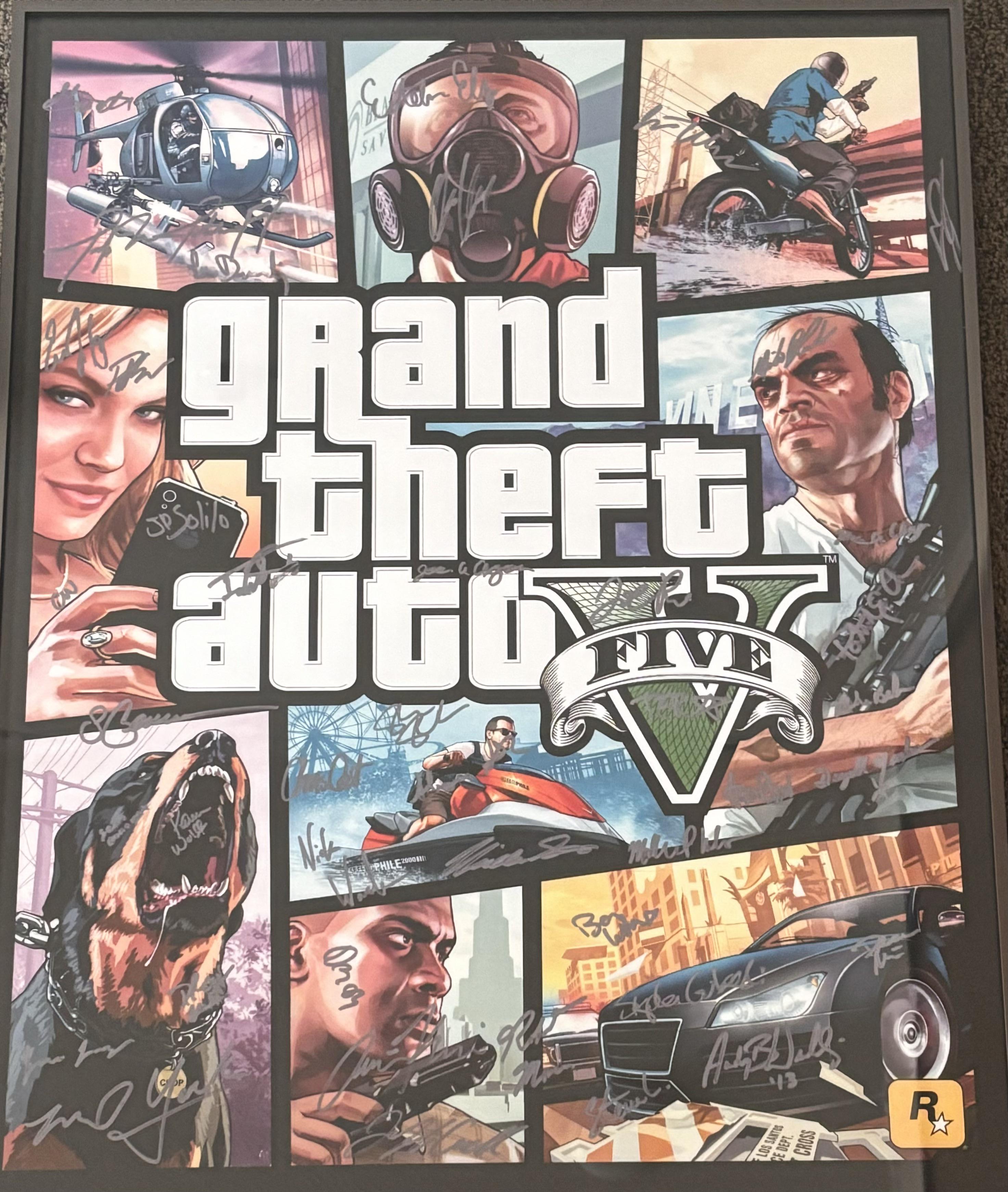 GTA 5 Poster Signed By Rockstar Game Devs R 