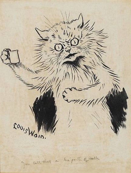 Finally I Have An Angry Little Louis Wain Tattoo! I Love His Cat Art So Much. My Skin, My Pokes. : R/Sticknpokes 570_x_432_jpg