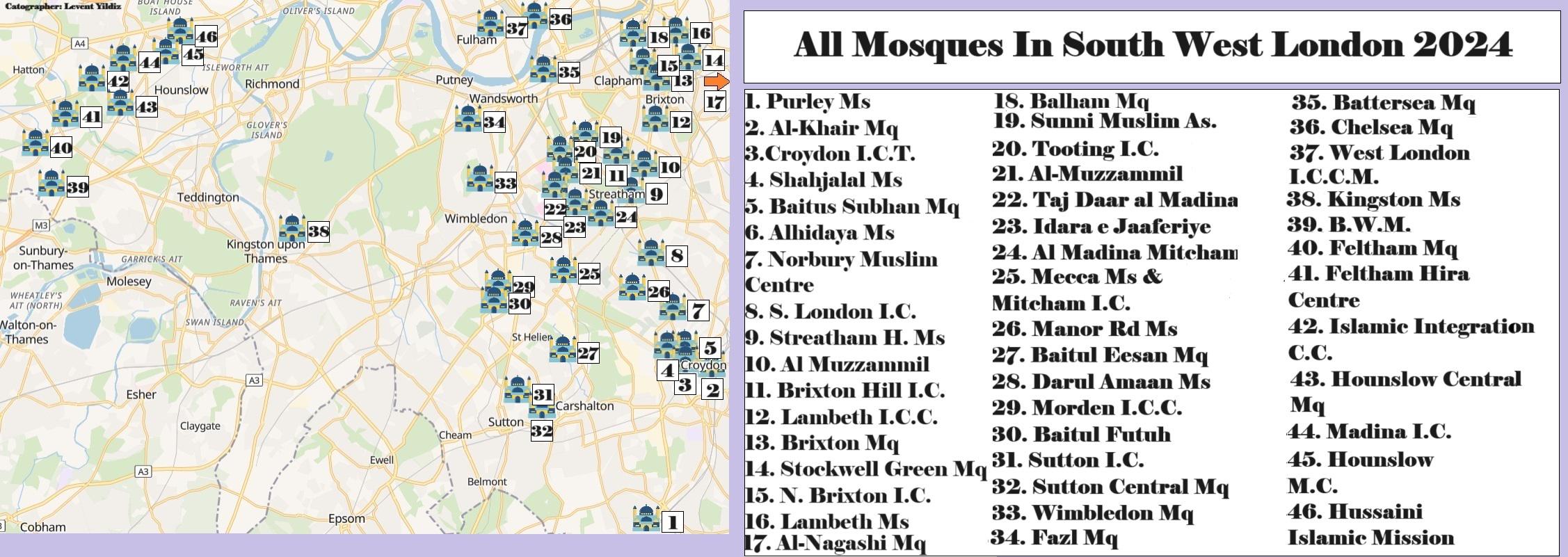 All Mosques in South West London 2024 : rMapPorn