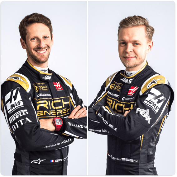 Grosjean Magnussen In Their 2019 Race Suits Formula1