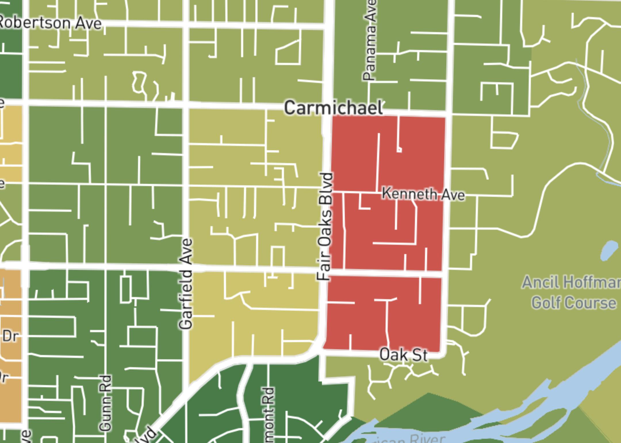 Why is that part of carmichael ( the red area ) such a high crime rate area  …they got some nice house near there and I remember somebody told the  governor mansion