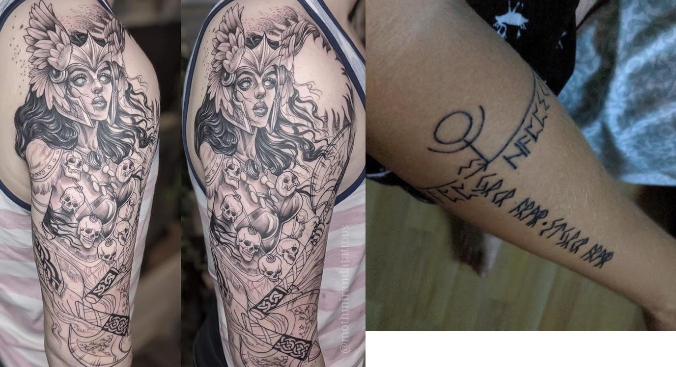 My God Of War Inspired Half Sleeve Plus Atreu S Forearm Tattoo Hope You Like It By Mirandamoth At Le Chalet In Montreal Image Ps4