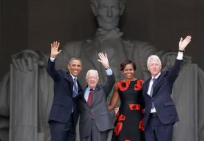 The Obamas, Jimmy Carter, and Clinton celebrating the anniversary of MLK’s “I Have a Dream” speech