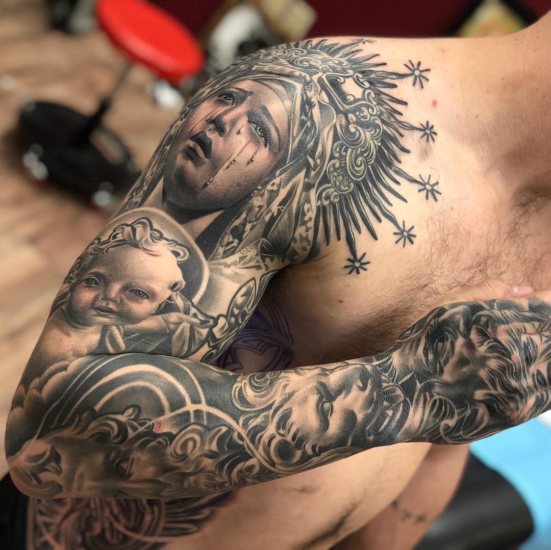 Black And Grey Tattoo Art By Artist Rebelkolors From La Tattoo