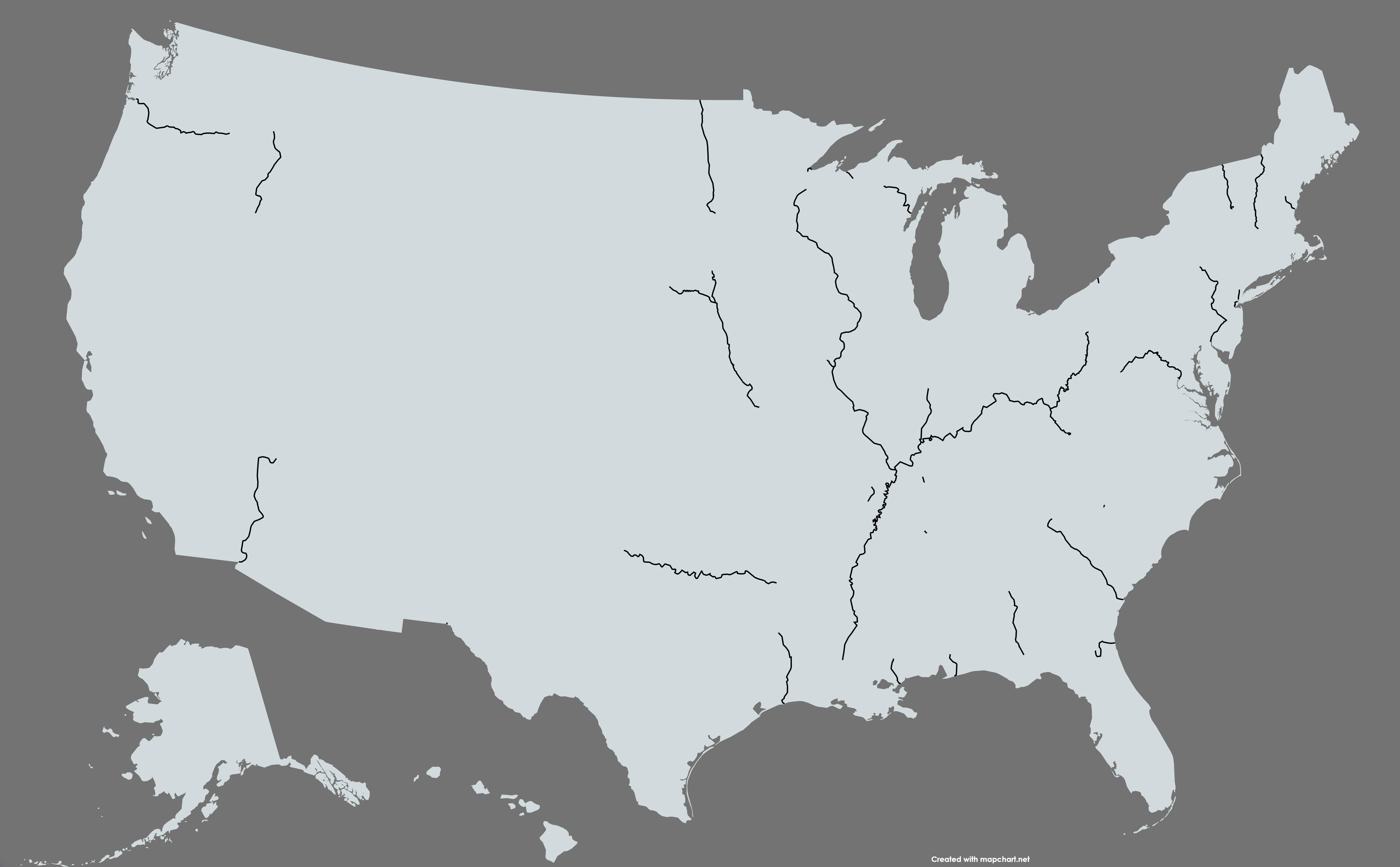 Blank Us Map With Rivers 