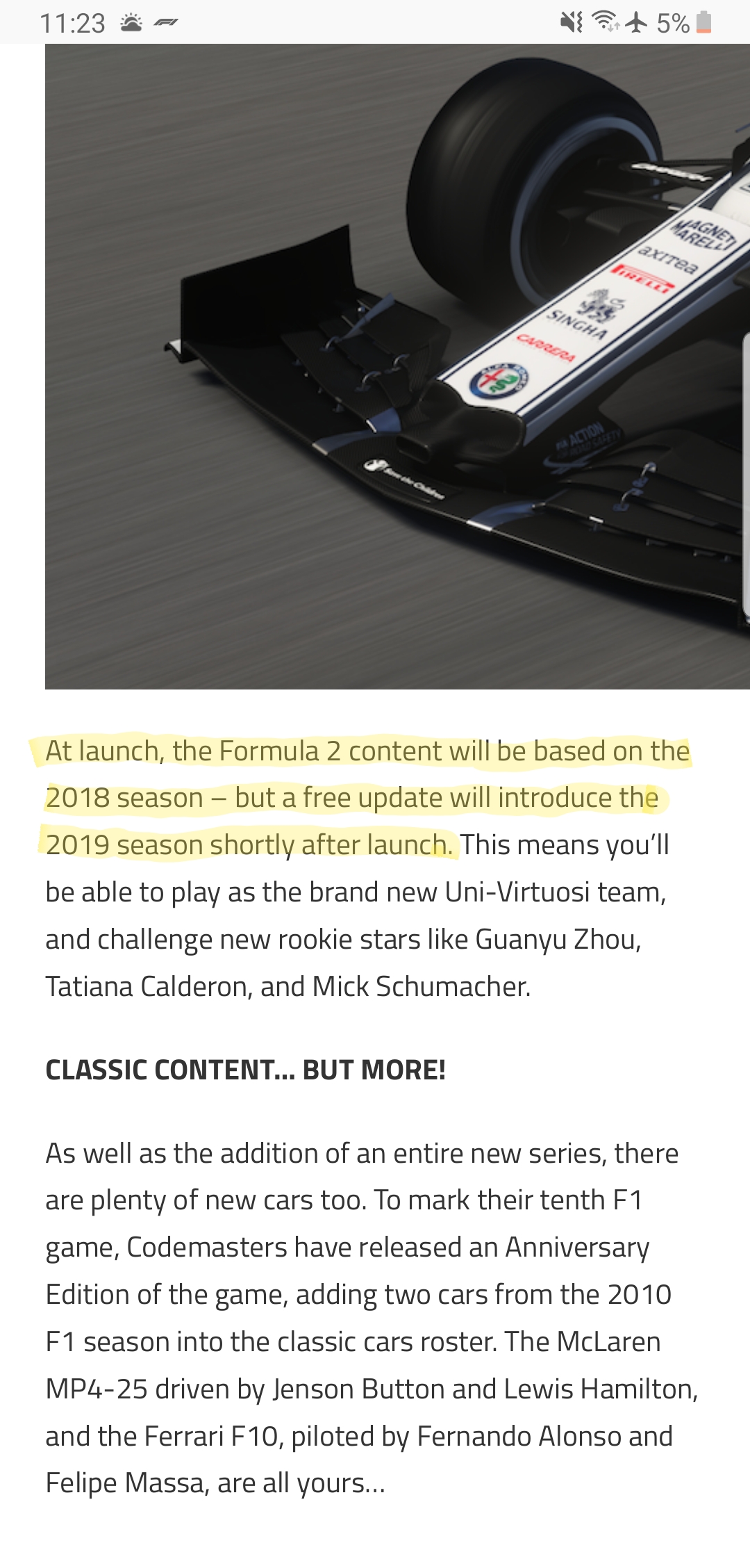 Compare F1 2019 S Final Car Models With The Real Thing