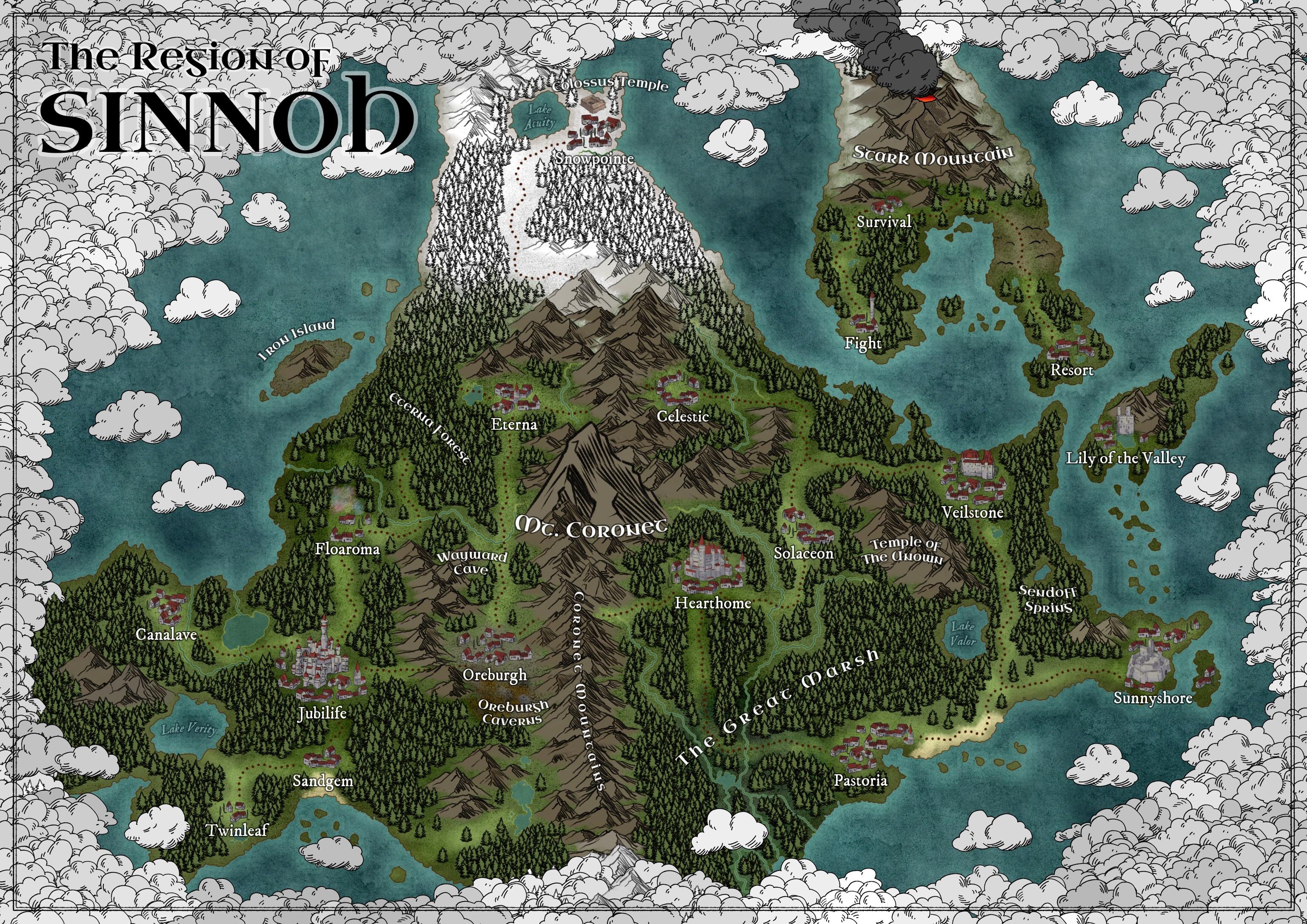 Pokemon Sinnoh Region Map 