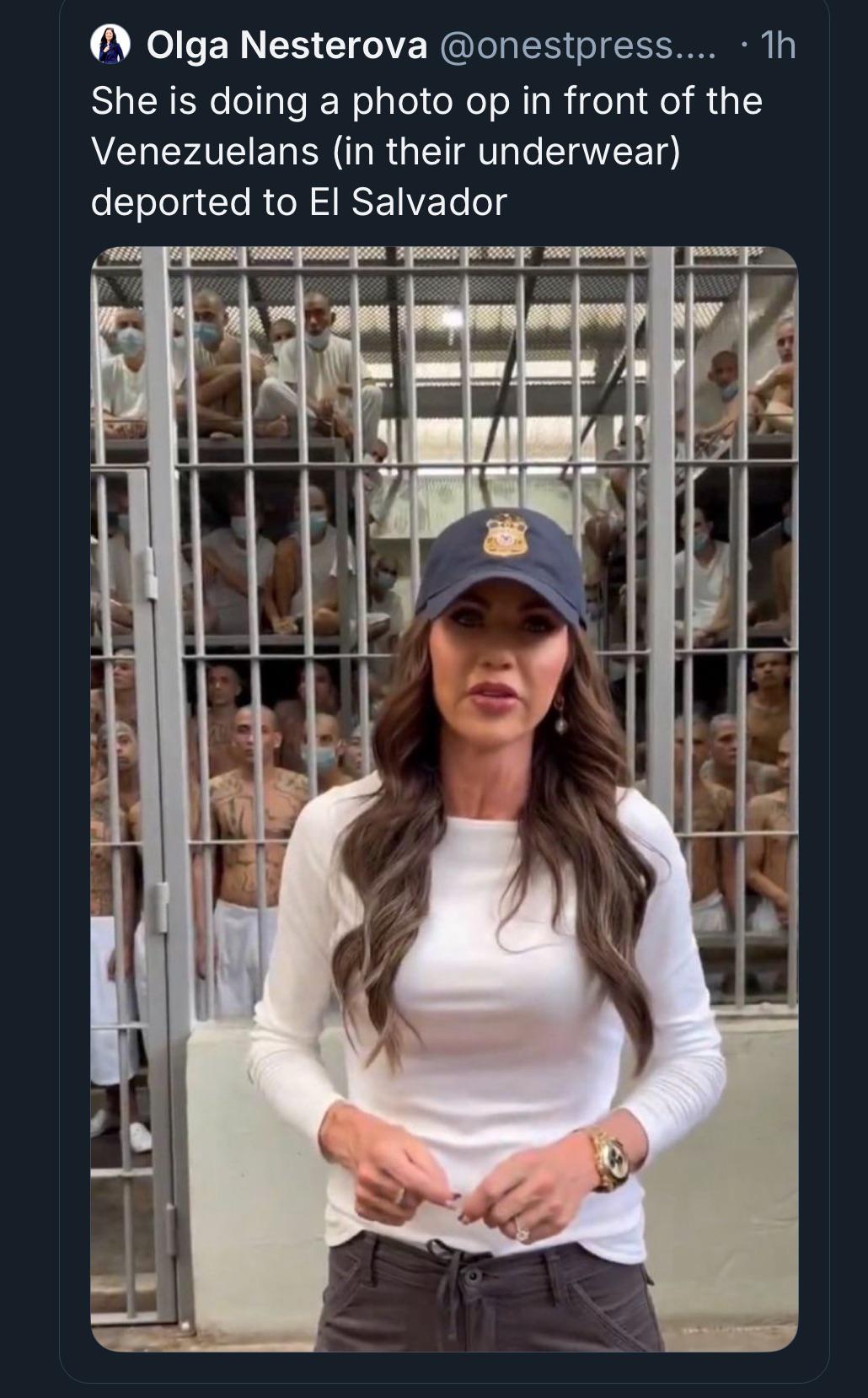 Sec of Homeland Security Kristi Noem in El Salvador : rMarchAgainstNazis