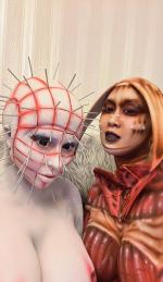 Angels to some Demons to others Hellraiser inspired bodypaint cosplay by me and Juliette Michele : rhorrorboobs