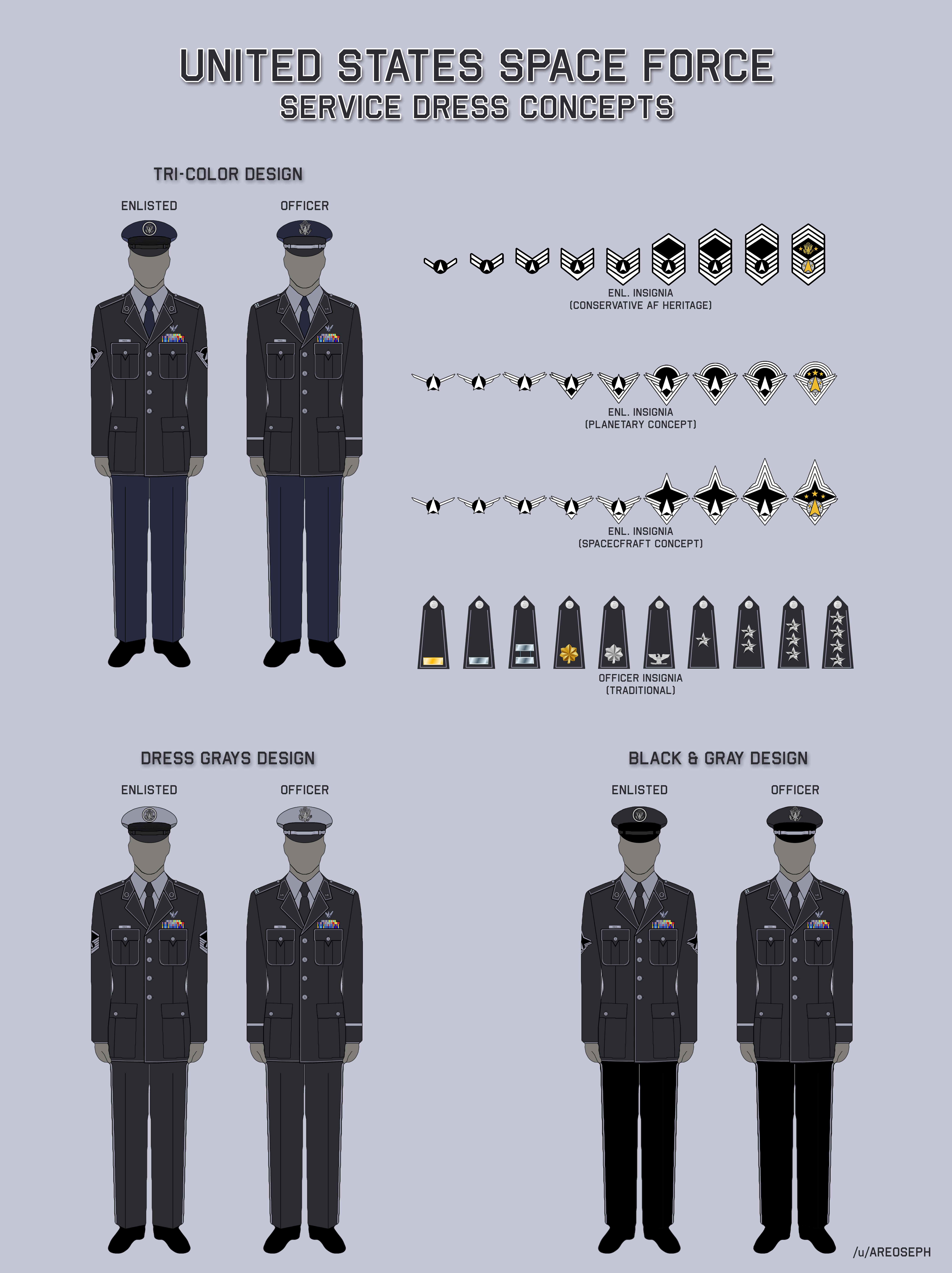 Space force has unveiled its prototype uniform for members of the newest military branch. My Ussf Service Dress And Insignia Proposal S Based Upon Feedback From Around The Force Ht To U Astronics24 For The Duty Badge Design R Spaceforce
