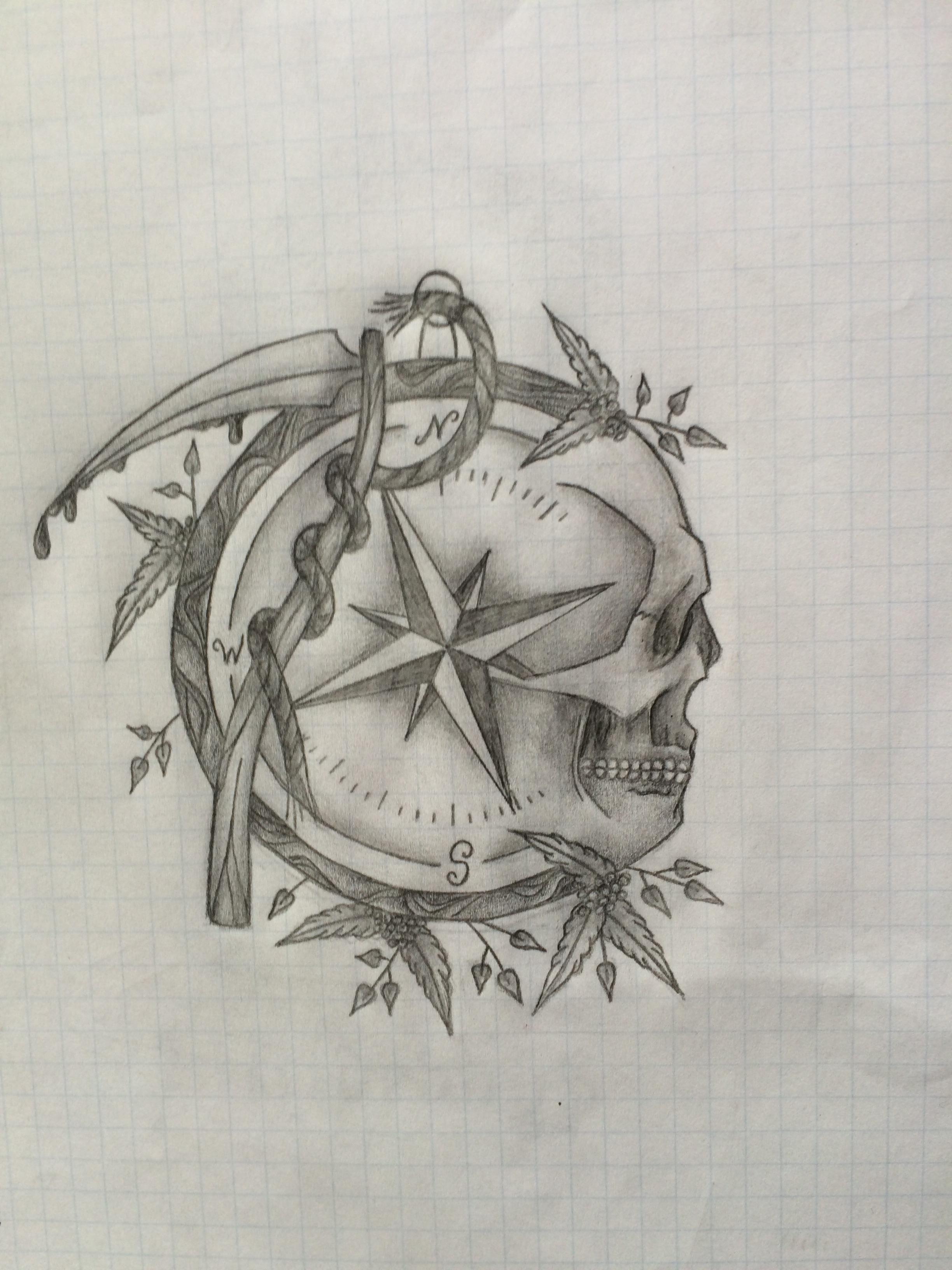 Compass/skull