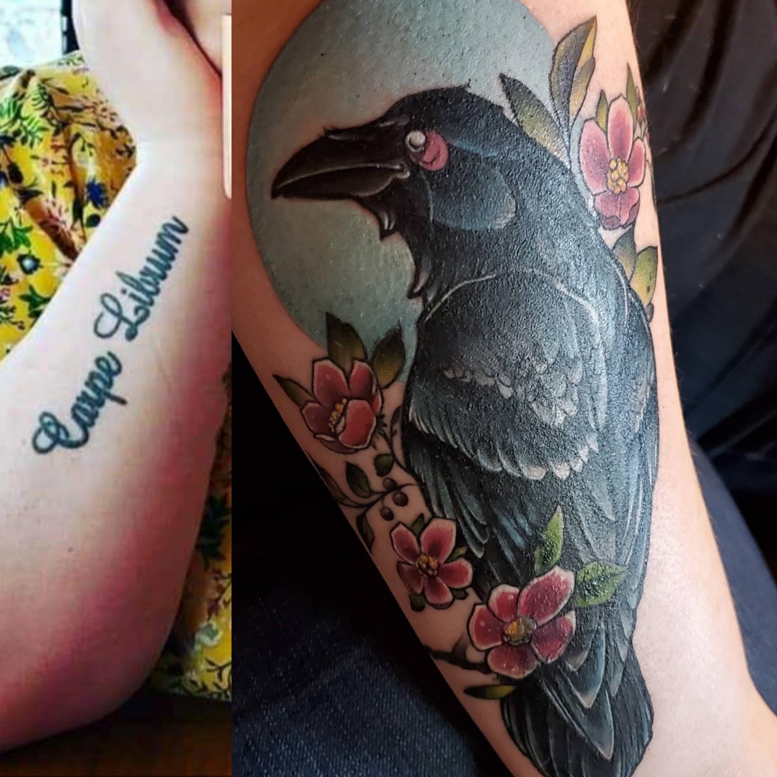 Cover Up Before Left After Right By Doug Landry Broken Crow Collective Portland Me Tattoos