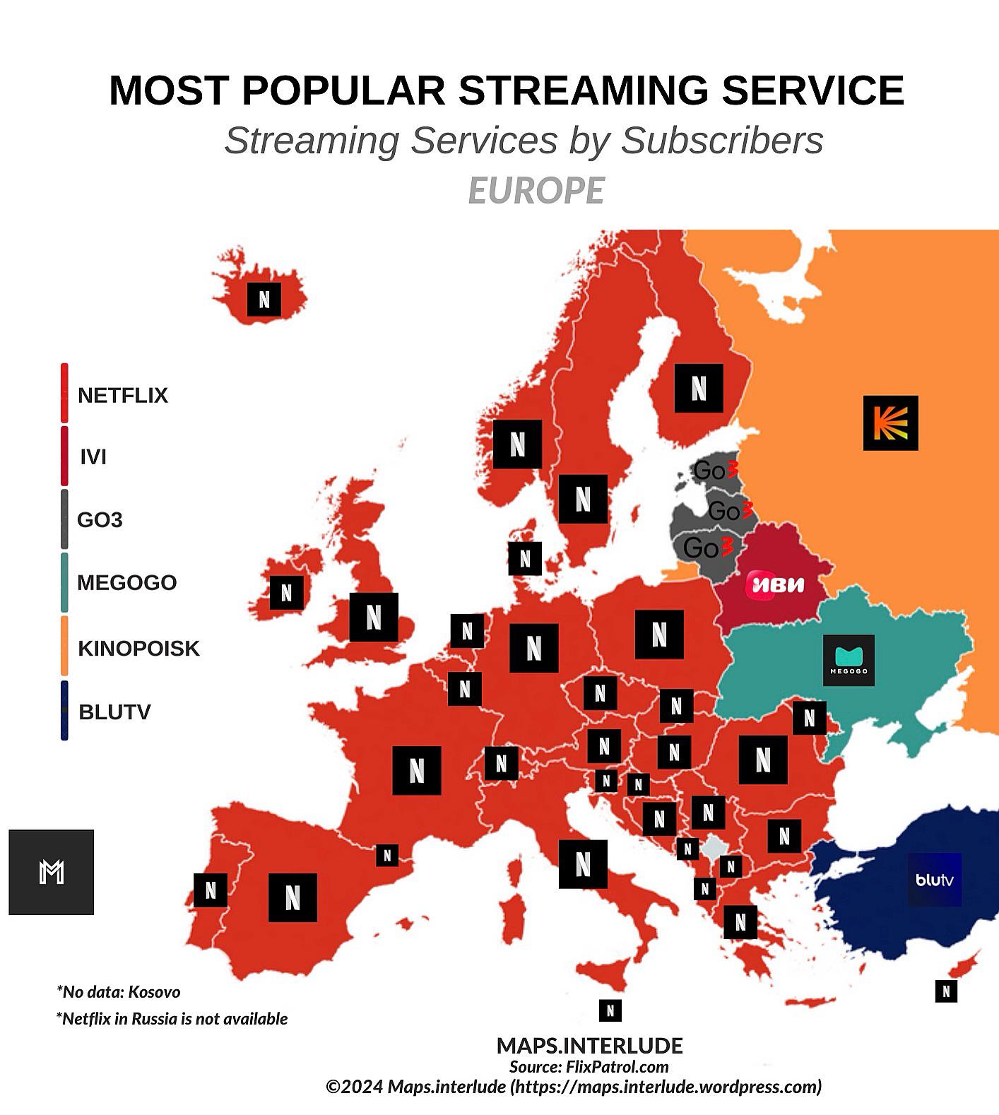Most Popular streaming service in Europe : rMapPorn