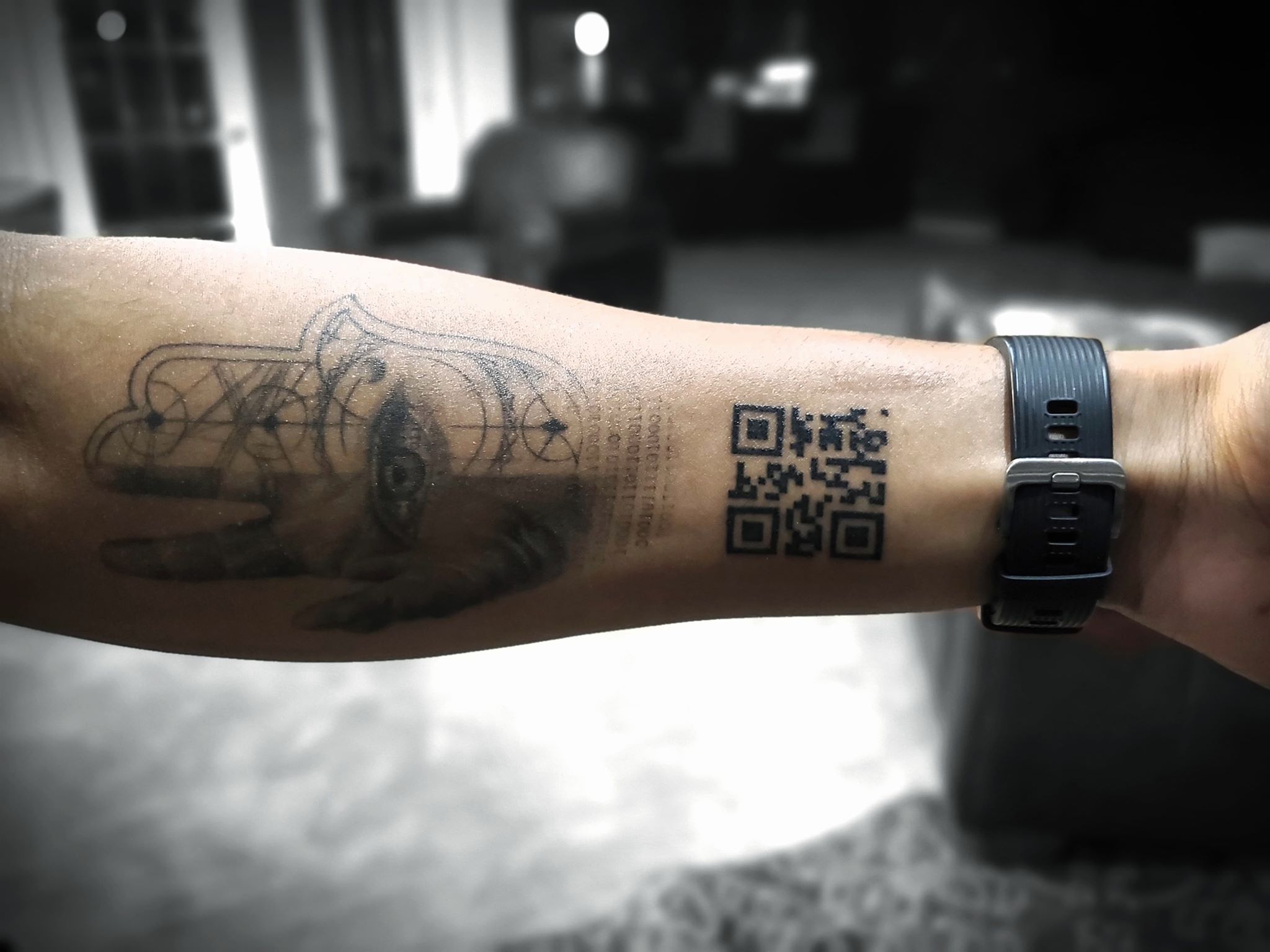 Qr Code Tattoo Healed Done A Couple Months Ago By Wookjin Shim At His Studio In Toronto Qr Actually Works And Scans To A Video Of The Nba Finals Game