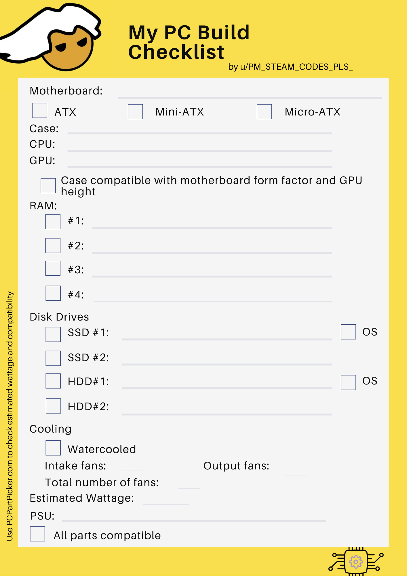 Fellow PCMRers I Created A Checklist For Choosing Parts For Your Next 