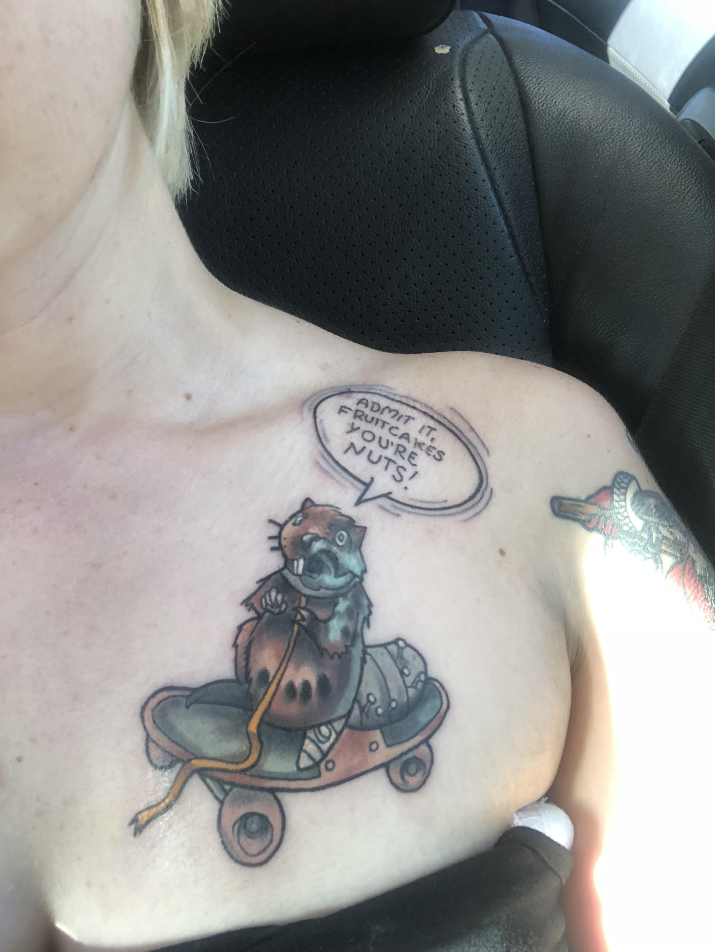 Bernie The Stuffed Beaver From Dc S Harley Quinn Comics Inked By Melz From Gothic Realm Qld Australia Tattoo