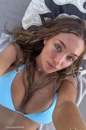 Selfie in blue bikini top – IG August 2025