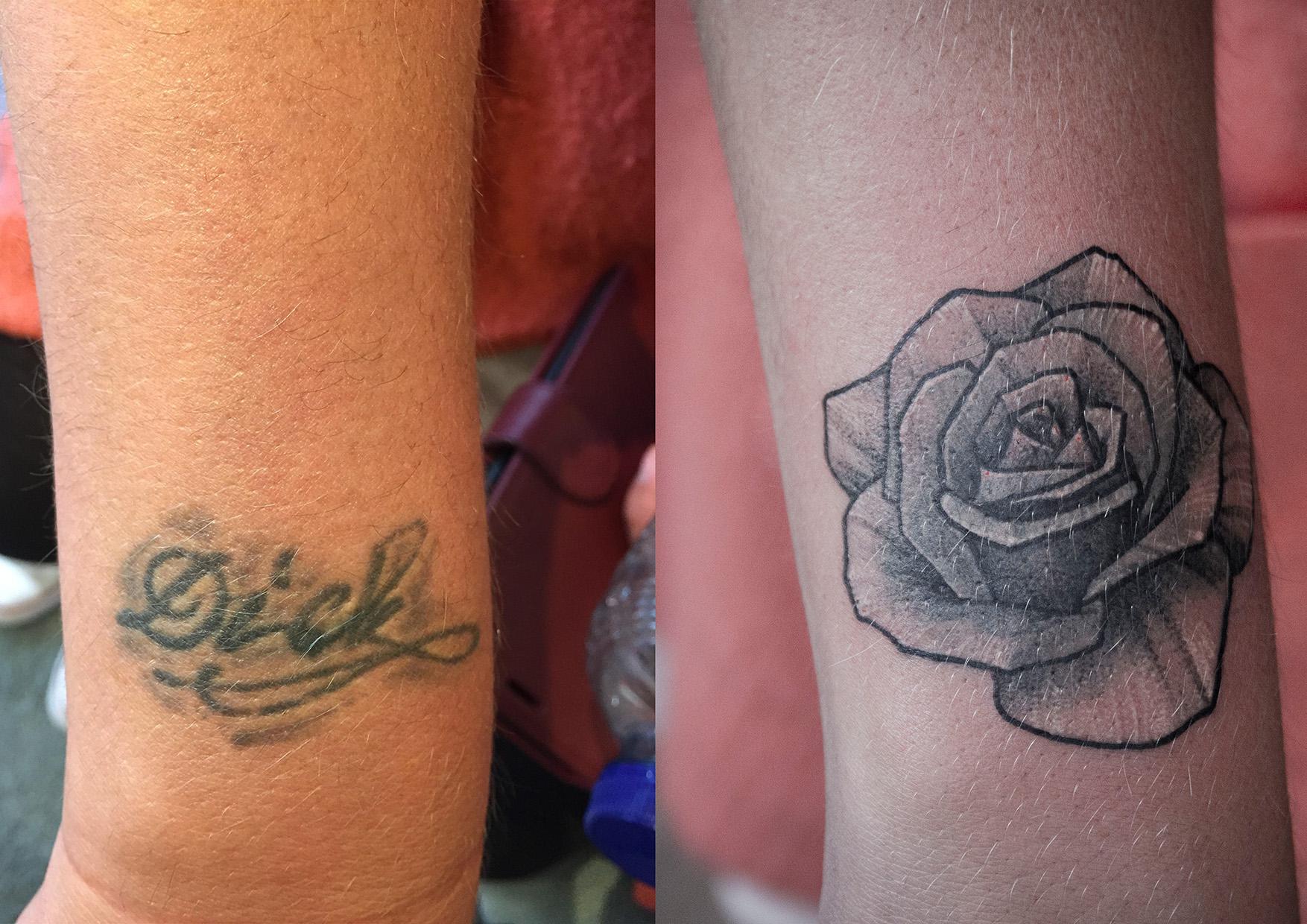 Name Cover Up By Me Felix N Artist Black White And Grey Will Need Second Pass Fixedtattoos