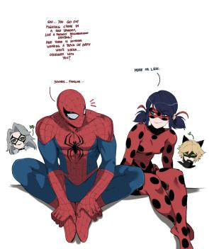 “I like to think they will get along” (Spider-Man x Miraculous Ladybug art by @masoq095)