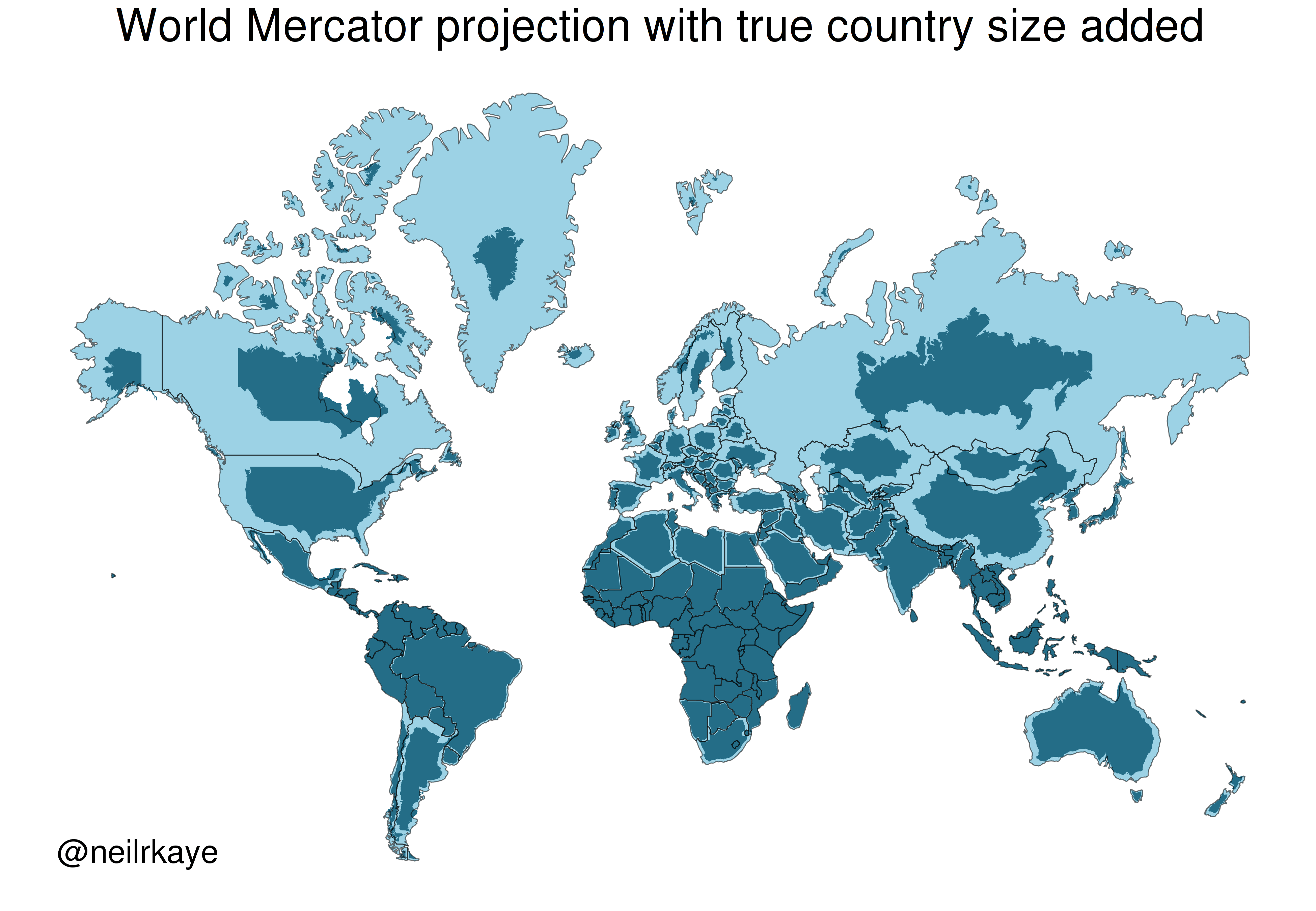 Map Projections Mercator Vs The True Size Of Each Country Brilliant 