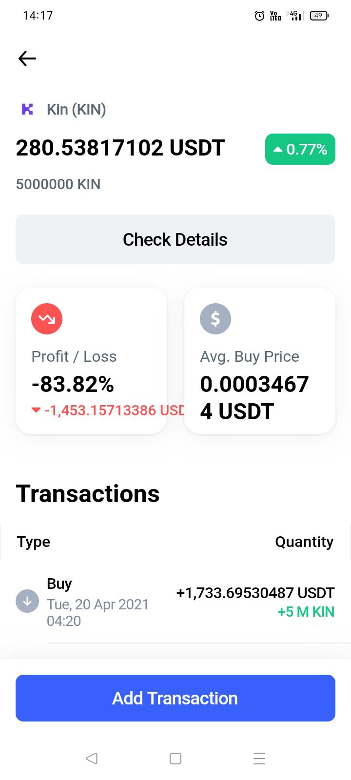 According to our technical indicators, the current sentiment is bearish while the fear & greed index is showing fear.kin recorded 14/30 (47%) green days with 6.44% price volatility over the last 30 days. Kin Cryptocurrency Trading