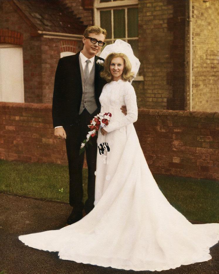 April 4 2020 Was My Parents 50th Wedding Anniversary Around 1995 Or So They Had Their B W Wedding Photo Colorized By Hand Here Is Some Old School Colorization B W Picture Linked Inside For
