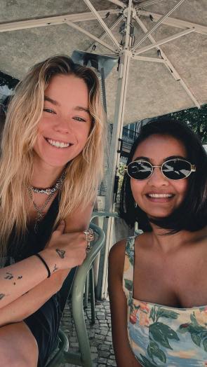 Black shirt and Jewelry | via anushaabhatt on IG reel thumbnail | June 22, 2025