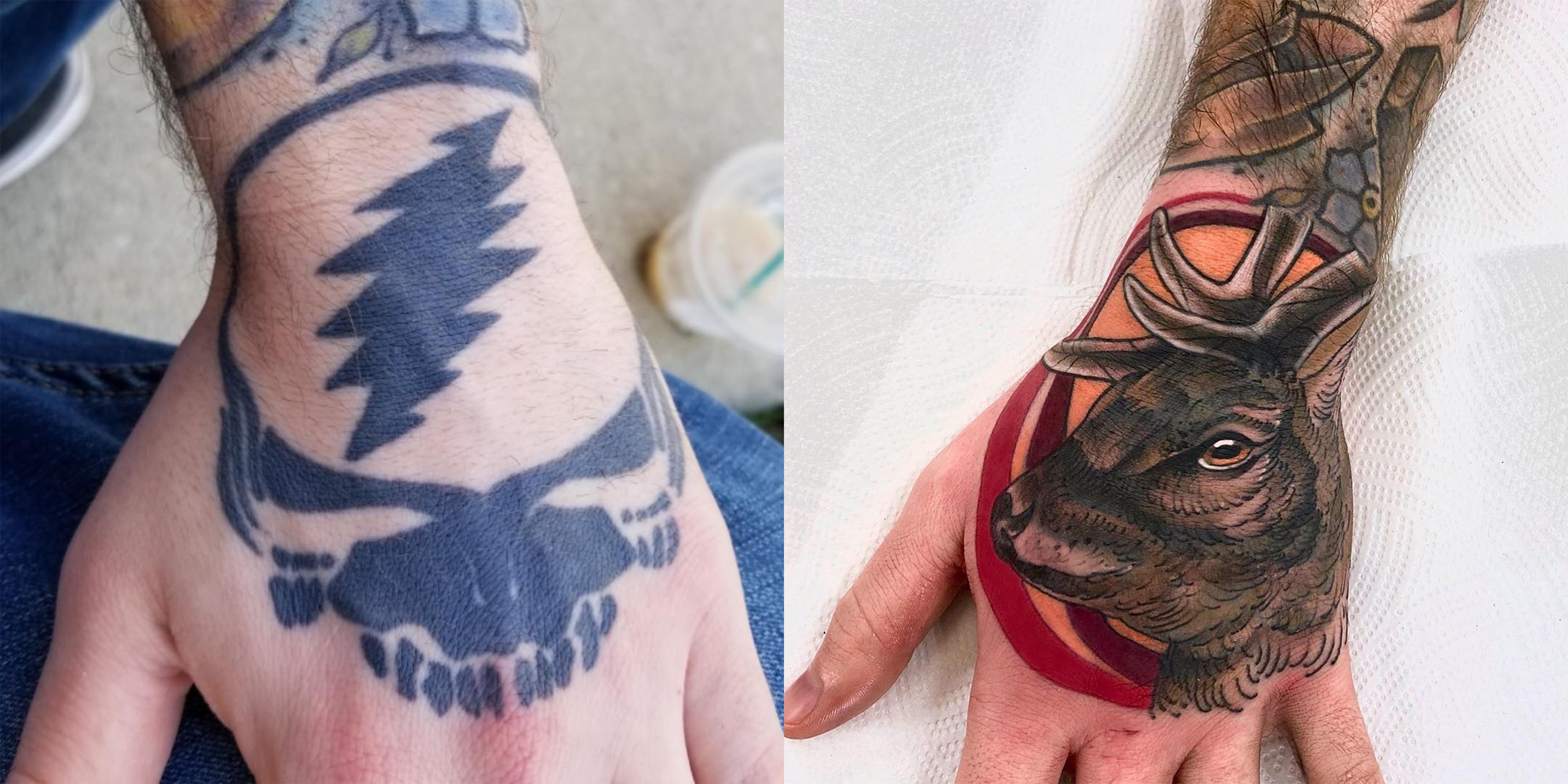 Thank You Forest Magic For The Help In Covering Up This Hand Piece With An Elk Portrait Done By Robertjtattoos Tattoo