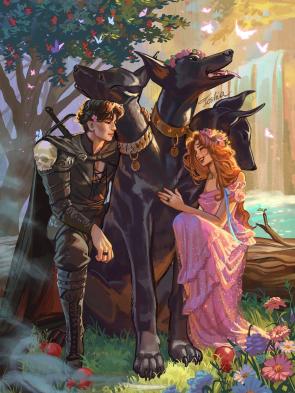 Cuddly Ceberus with Persephone and Hades by ToshiaSan