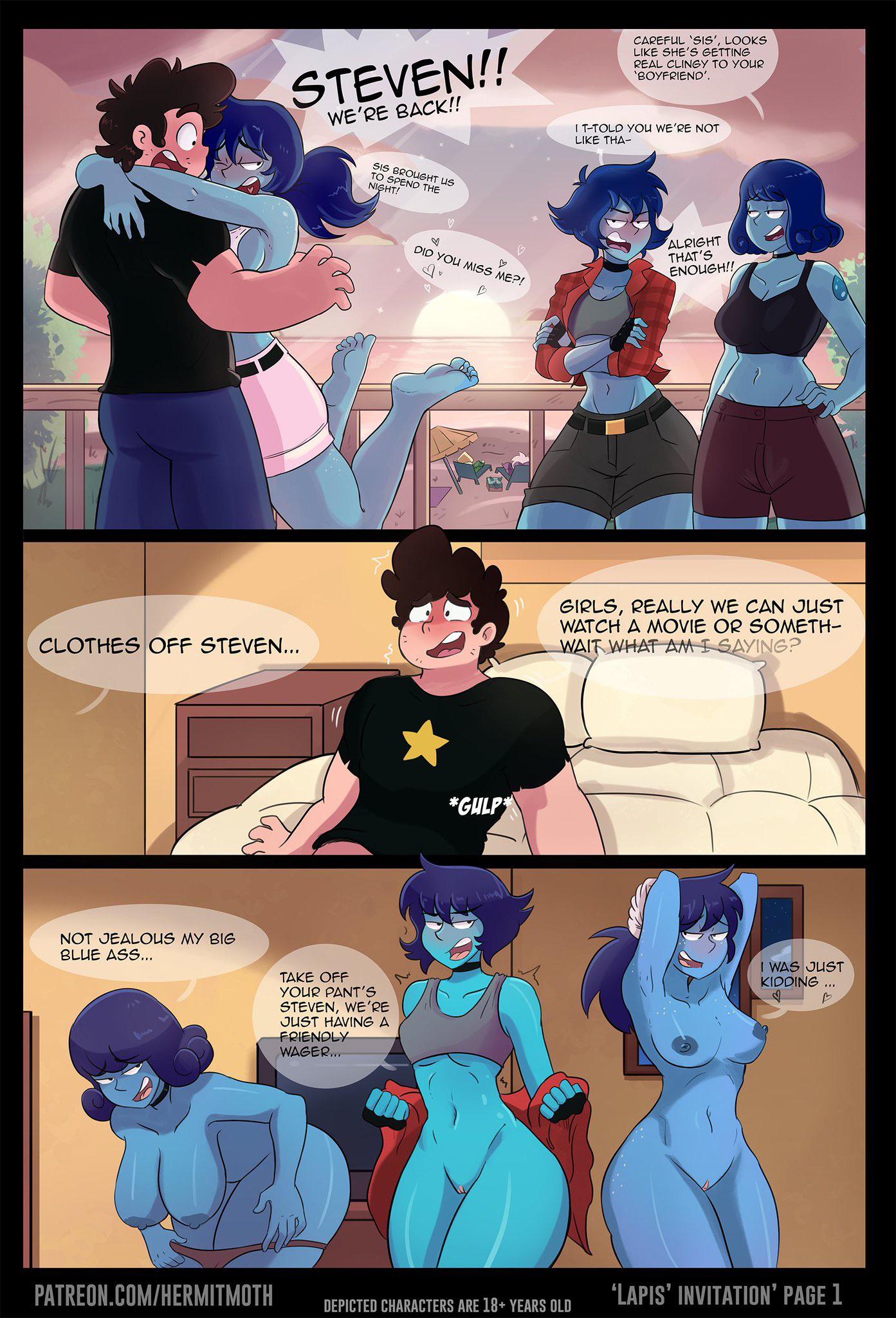 Lapiss Invitation: a comic where adult Steven has a surprise foursome with  the Lazulis (art by HermitMoth) : rStevenUniverseNSFW