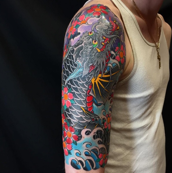 Koi Dragon Half Sleeve By Kris Magnotti Davinci Tattoo Wantagh Ny Tattoos