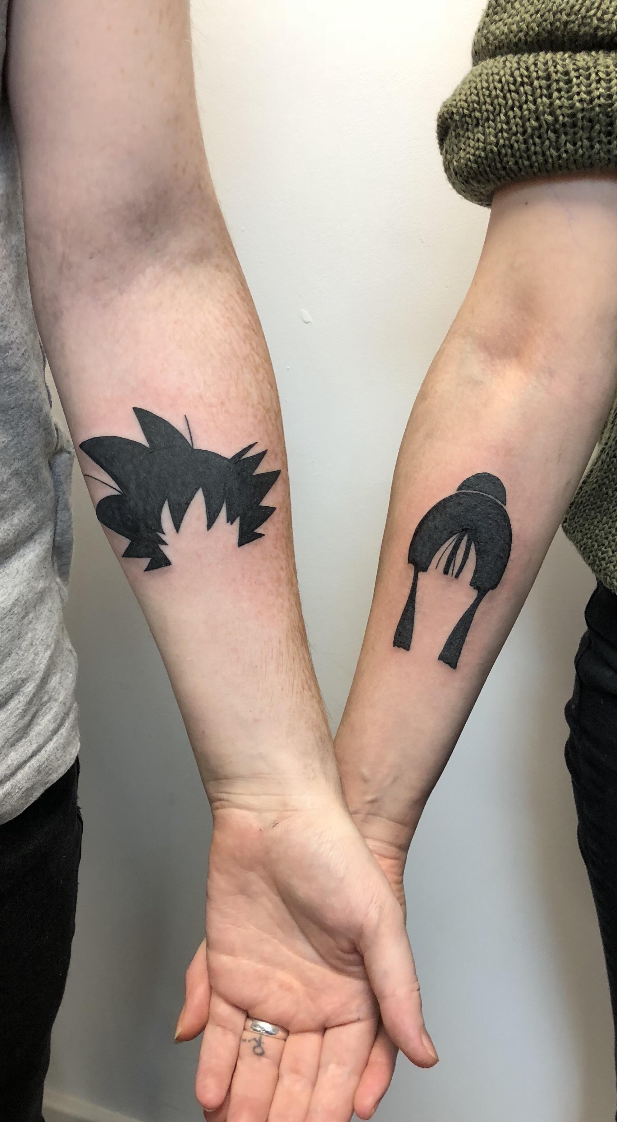 The Hair Of Goku And Chi Chi From Dragonball Tattooed On My Wife And Me By Judd Wrighton At Lords Tattoo Studio In Harrogate Uk Not An Original Design But Executed I Feel