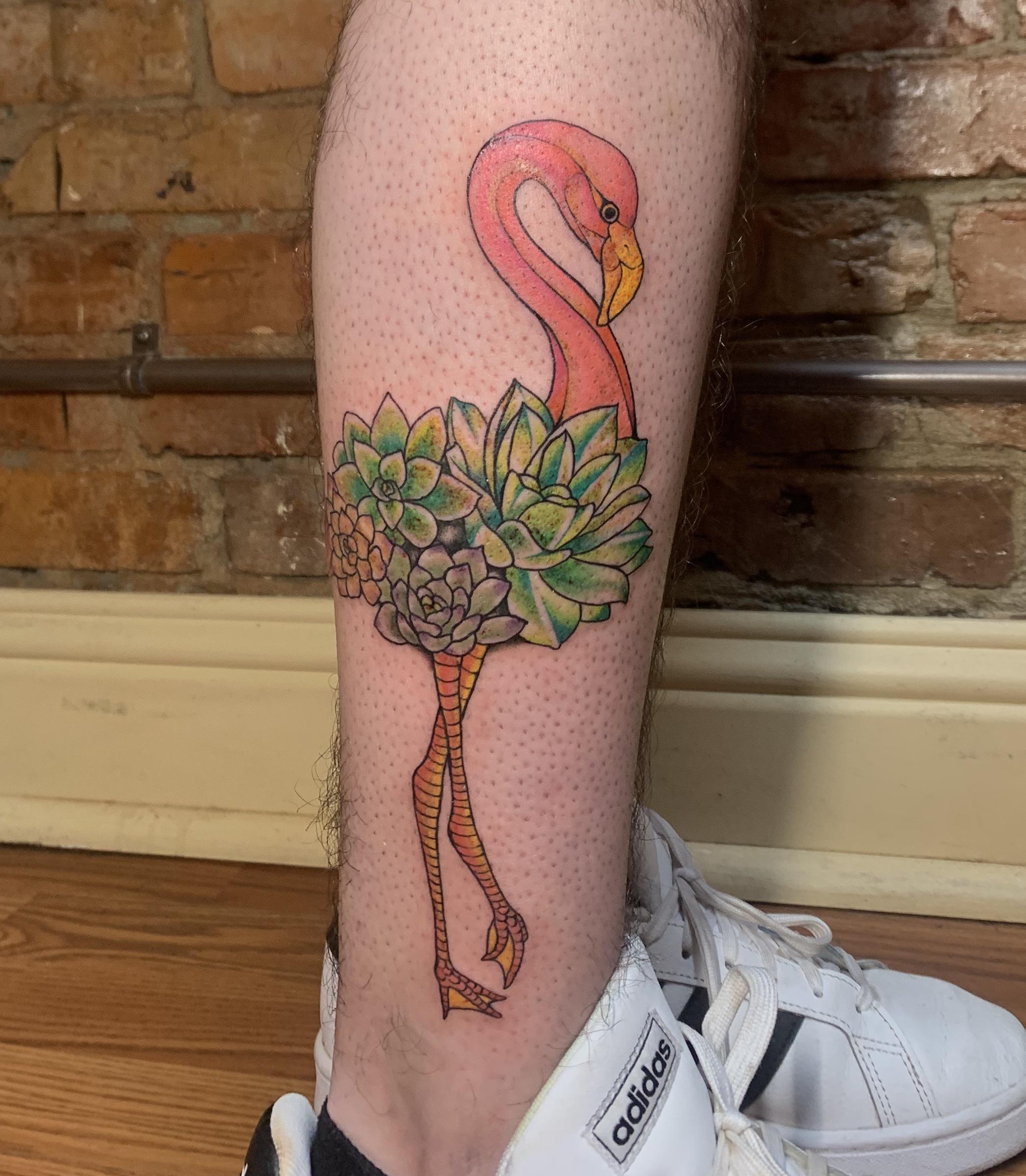 Succulent Flamingo Done By Tim Allen At X Tattoo In Bellingham Wa Tattoos