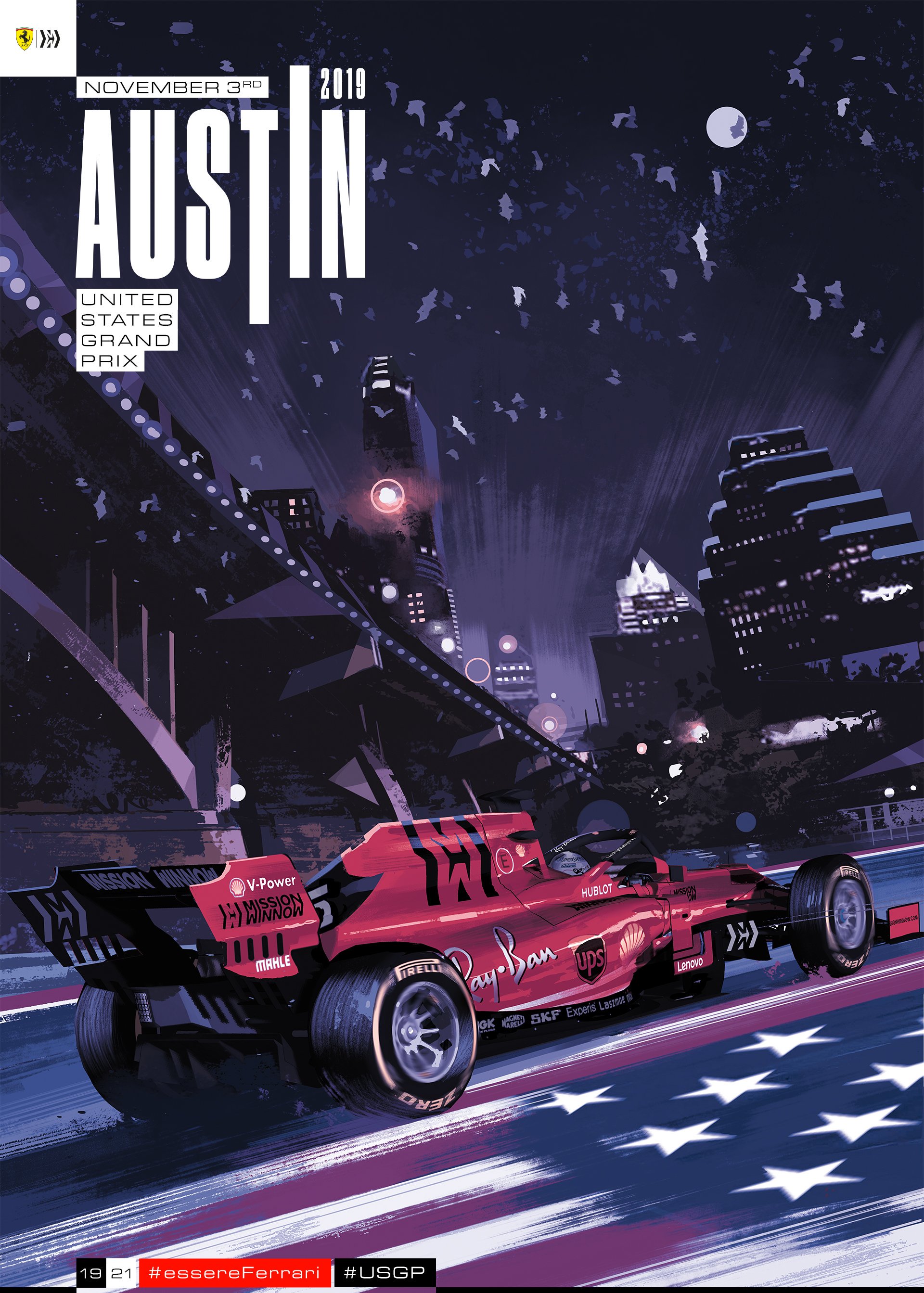 Ferrari S Poster For The 2019 United States Grand Prix