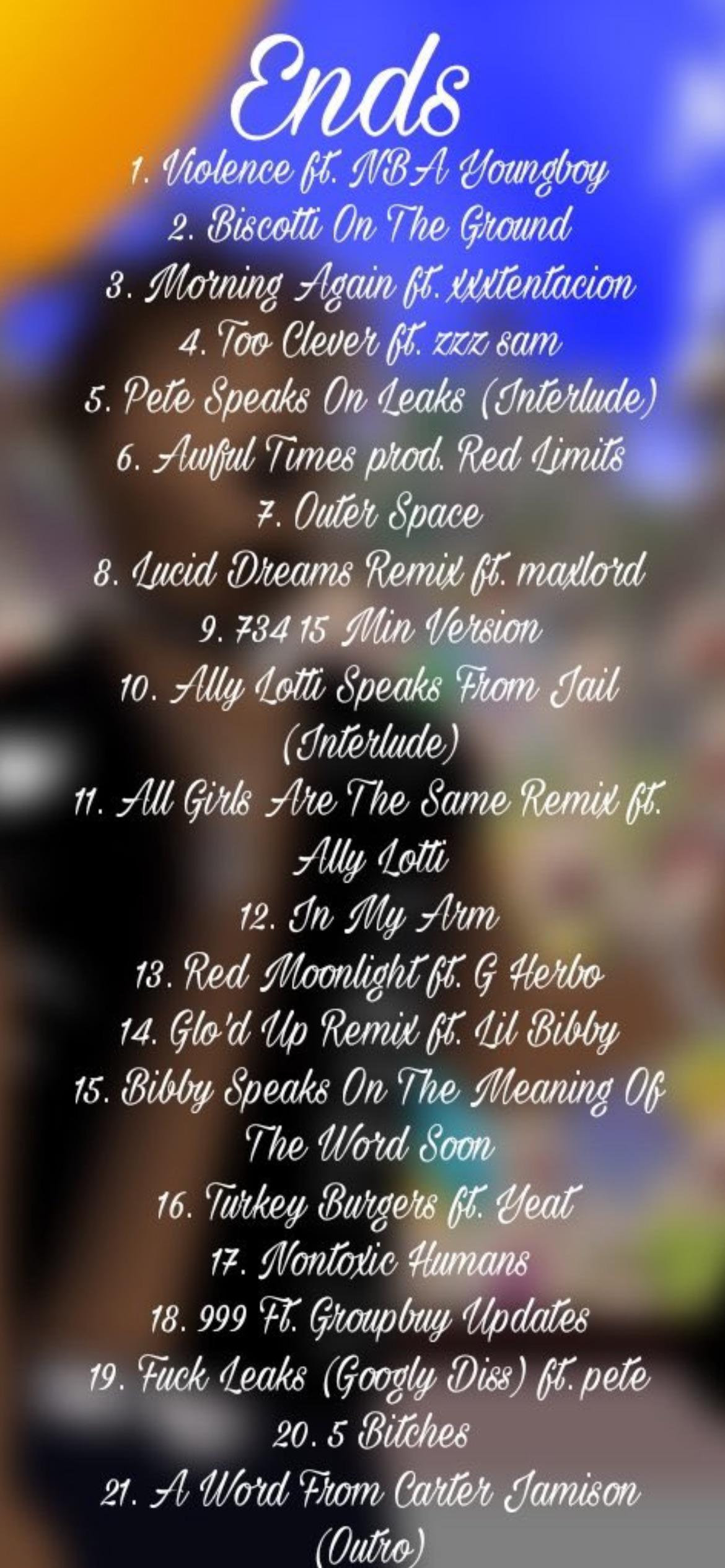 TPNE LEAKED ALBUM TRACKLIST (UPDATED VERSION) : rJuiceWRLD